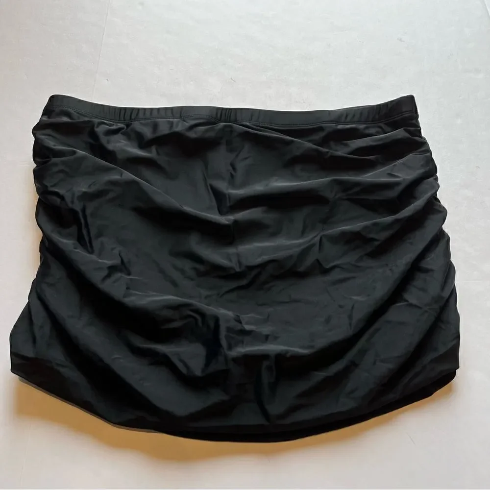 Meet Curve Women's Black Swim Skirt with Ruched Sides Size 4XL